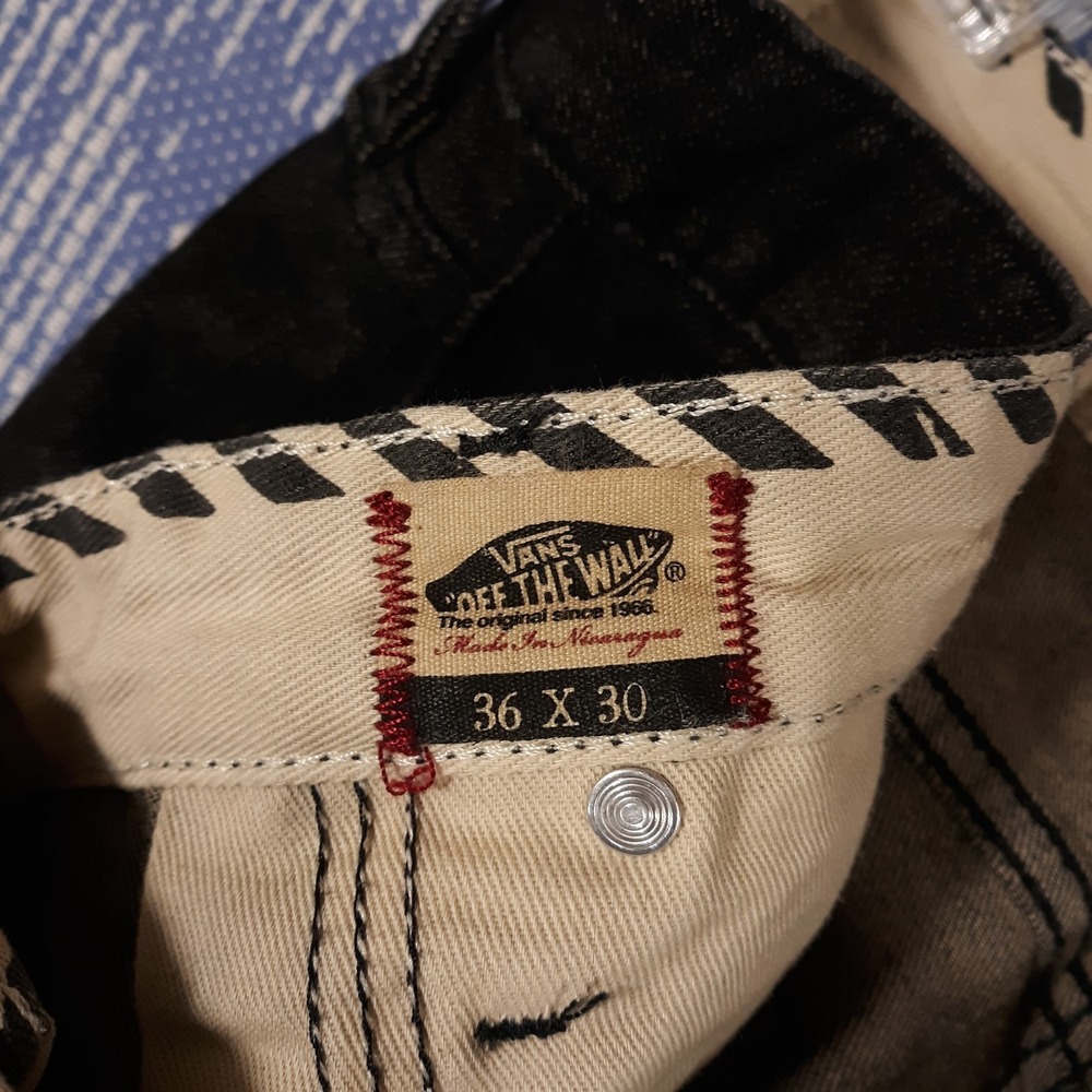 Vans Off The Wall Jeans Mens 36 x 30 Denim 5-Pocket Black Y2K Skateboarding - Picture 6 of 15